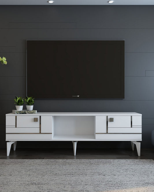 Έπιπλο Τηλεόρασης TV Βάση Σύνθεση Λευκό Silver | 475OLV3090