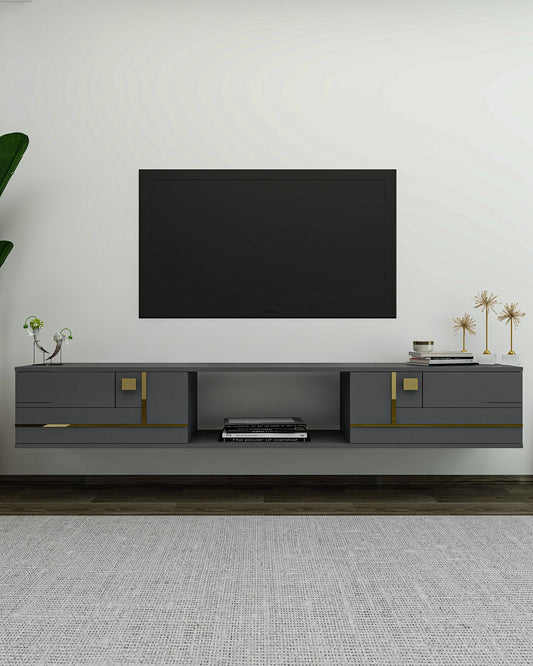 Έπιπλο Τηλεόρασης TV Βάση Σύνθεση Ανθρακί Χρυσό | 475OLV3301