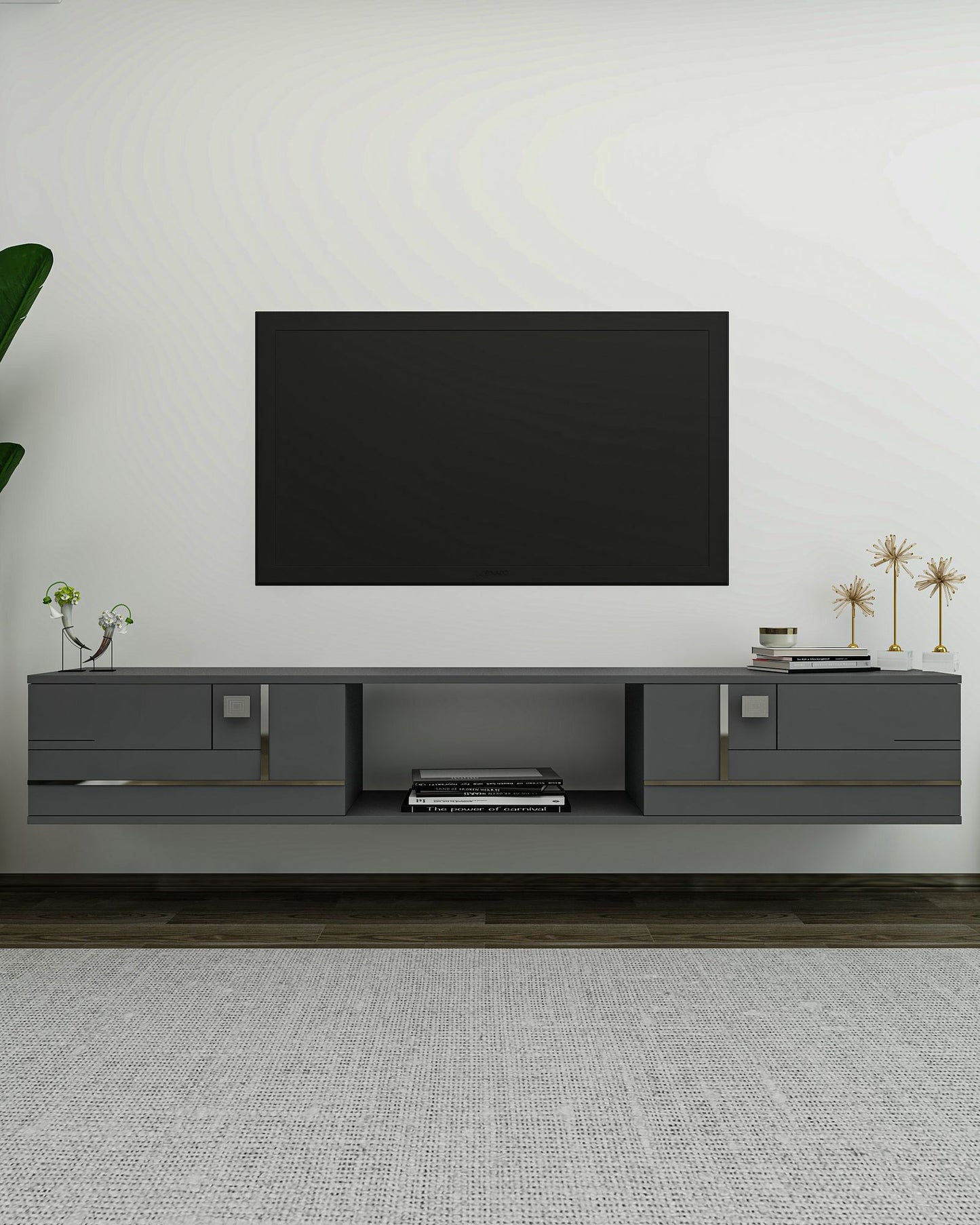Έπιπλο Τηλεόρασης TV Βάση Σύνθεση Ανθρακί Silver | 475OLV3302