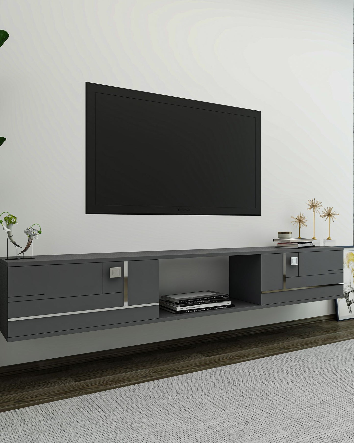 Έπιπλο Τηλεόρασης TV Βάση Σύνθεση Ανθρακί Silver | 475OLV3302