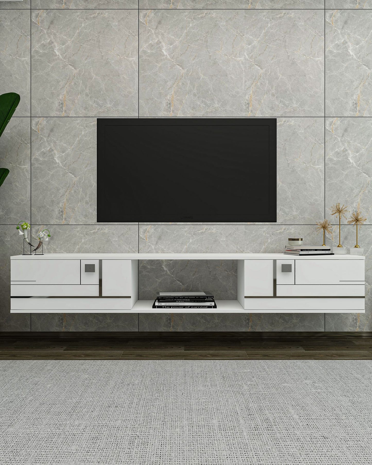 Έπιπλο Τηλεόρασης TV Βάση Σύνθεση Λευκό Silver | 475OLV3304