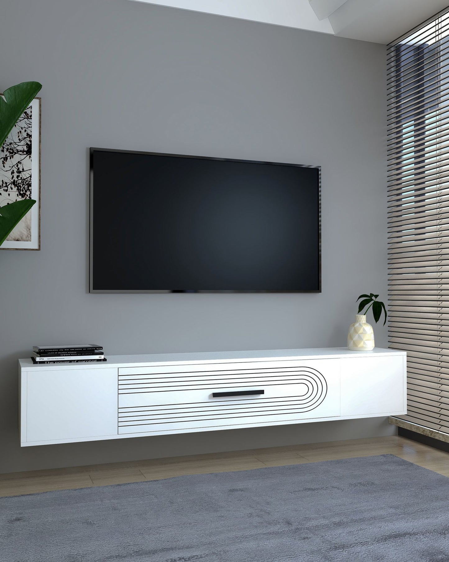 Έπιπλο Τηλεόρασης TV Βάση Σύνθεση Λευκό | 475OLV3316