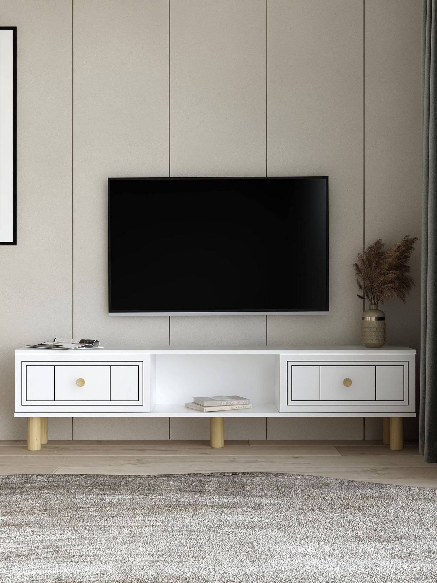 Έπιπλο Τηλεόρασης TV Βάση Σύνθεση Λευκό | 475OLV3342