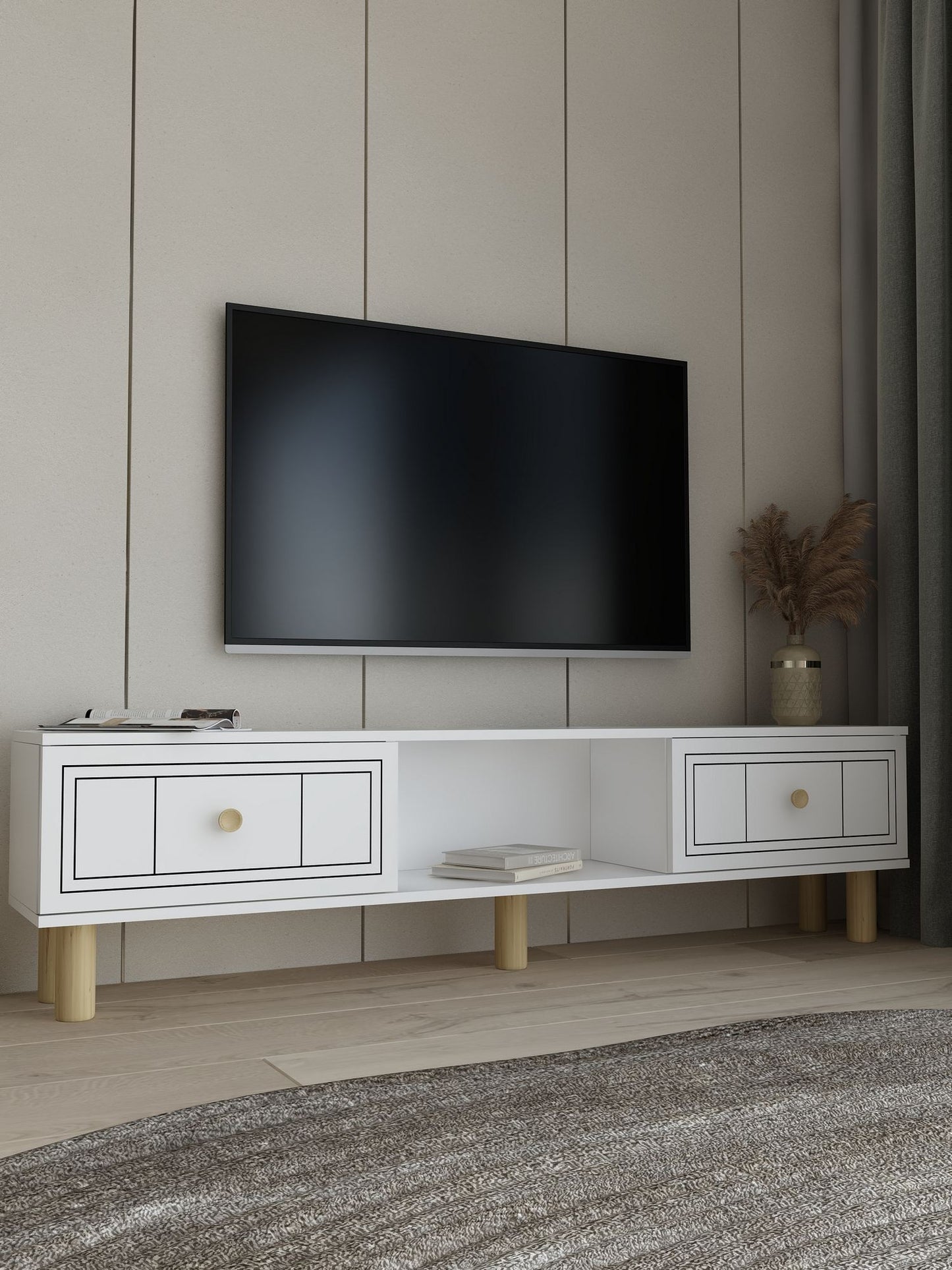 Έπιπλο Τηλεόρασης TV Βάση Σύνθεση Λευκό | 475OLV3342