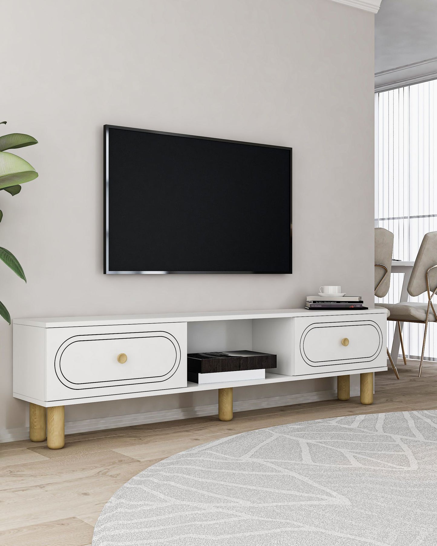 Έπιπλο Τηλεόρασης TV Βάση Σύνθεση Λευκό | 475OLV3344