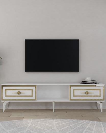 Έπιπλο Τηλεόρασης TV Βάση Σύνθεση Λευκό Χρυσό | 475OLV3346