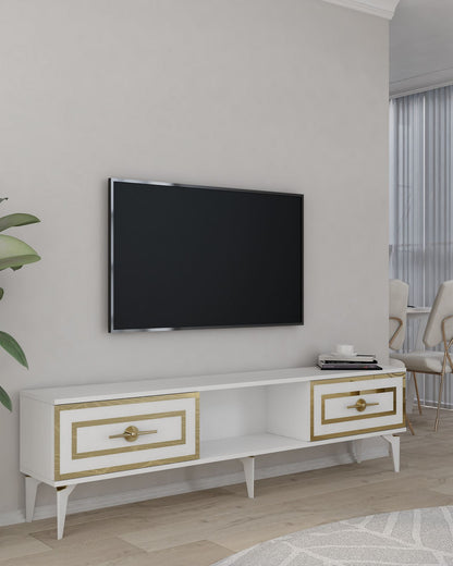 Έπιπλο Τηλεόρασης TV Βάση Σύνθεση Λευκό Χρυσό | 475OLV3346