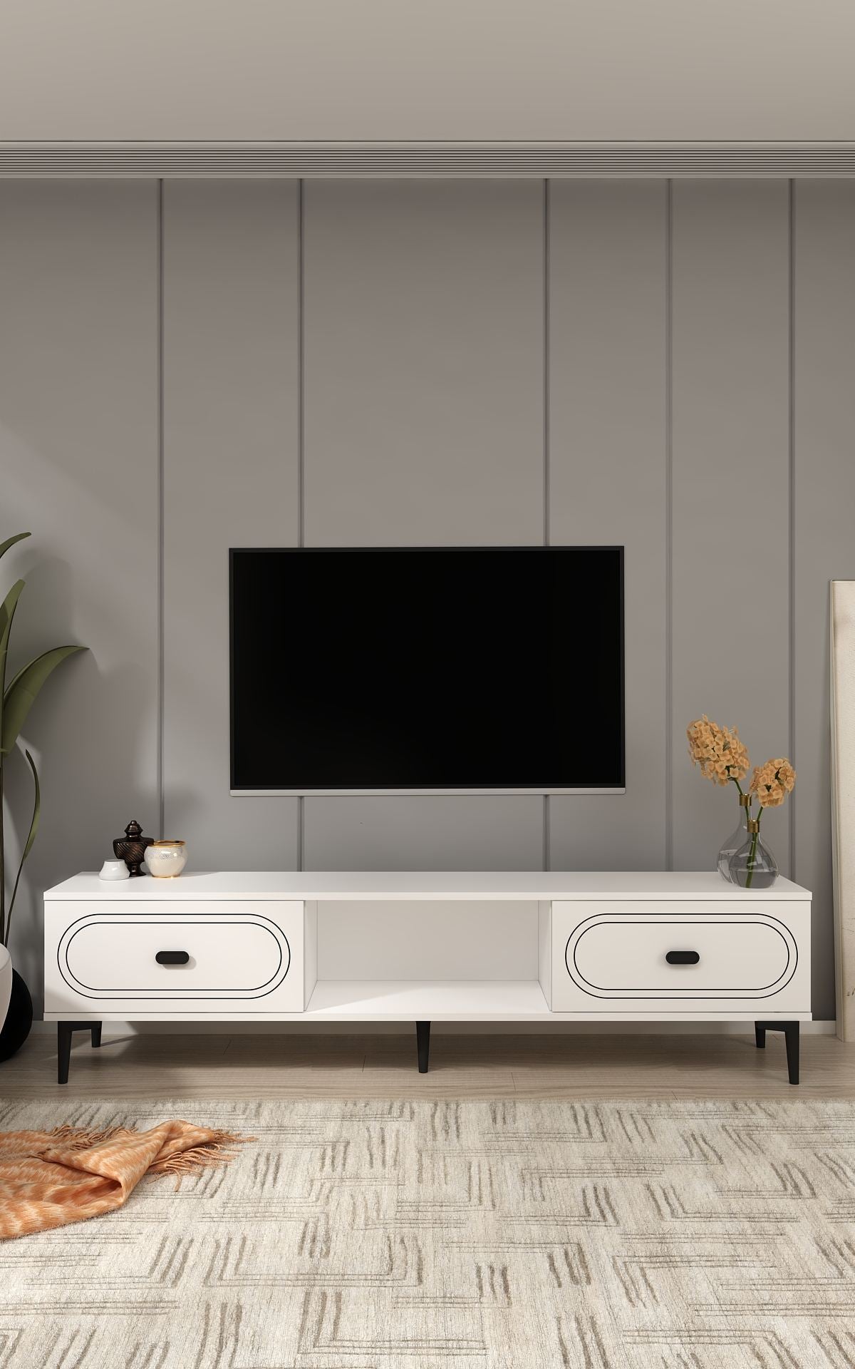 Έπιπλο Τηλεόρασης TV Βάση Σύνθεση Λευκό | 475OLV3348