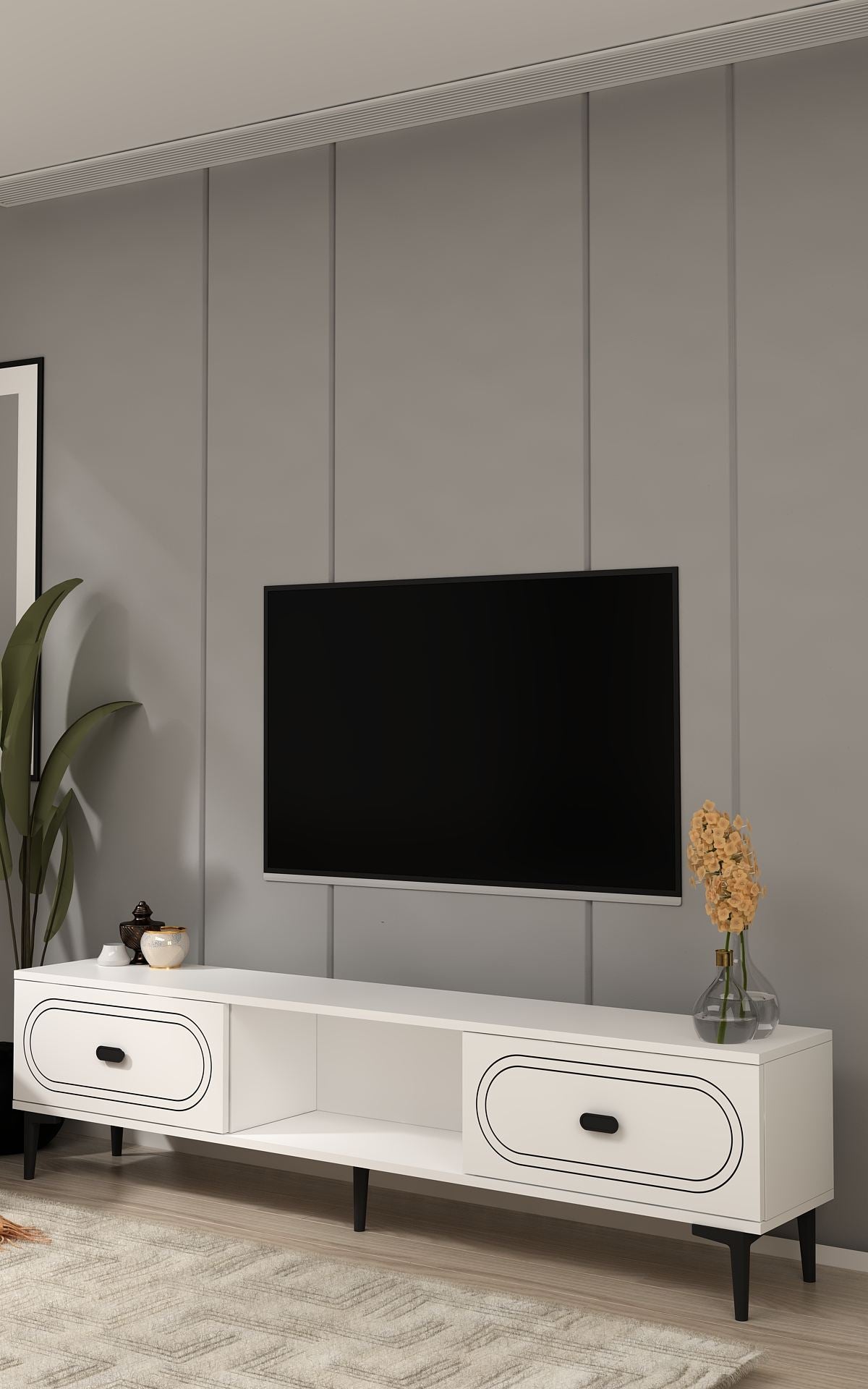 Έπιπλο Τηλεόρασης TV Βάση Σύνθεση Λευκό | 475OLV3348