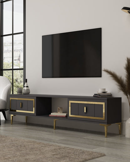 Έπιπλο Τηλεόρασης TV Βάση Σύνθεση Ανθρακί Χρυσό | 475OLV3349