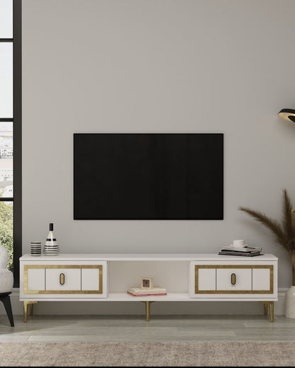 Έπιπλο Τηλεόρασης TV Βάση Σύνθεση Λευκό Χρυσό | 475OLV3351