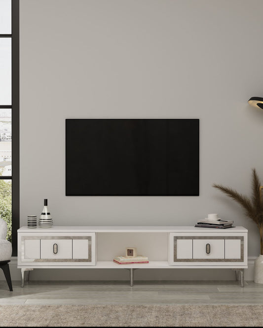 Έπιπλο Τηλεόρασης TV Βάση Σύνθεση Λευκό Silver | 475OLV3352