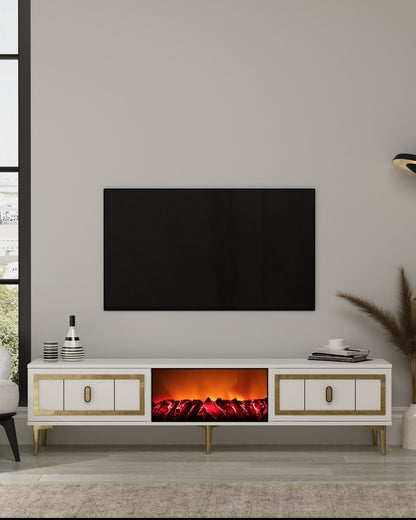 Έπιπλο Τηλεόρασης TV Βάση Σύνθεση Λευκό Χρυσό | 475OLV3361