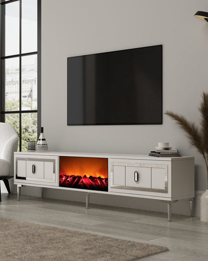 Έπιπλο Τηλεόρασης TV Βάση Σύνθεση Λευκό Silver | 475OLV3362