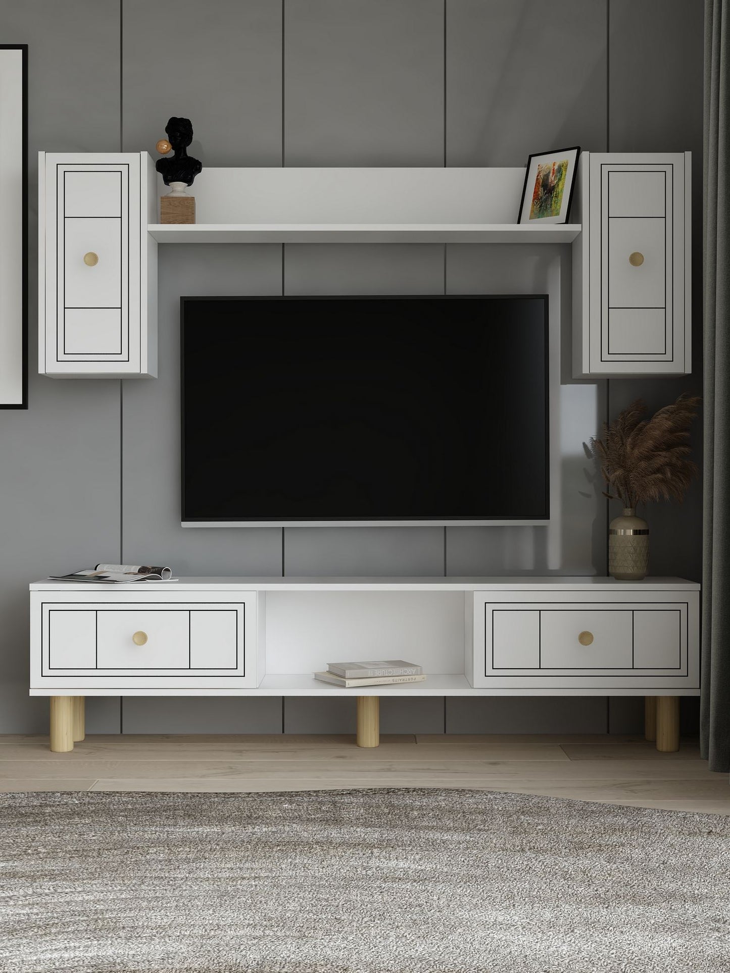 Έπιπλο Τηλεόρασης TV Βάση Σύνθεση Λευκό | 475OLV3364