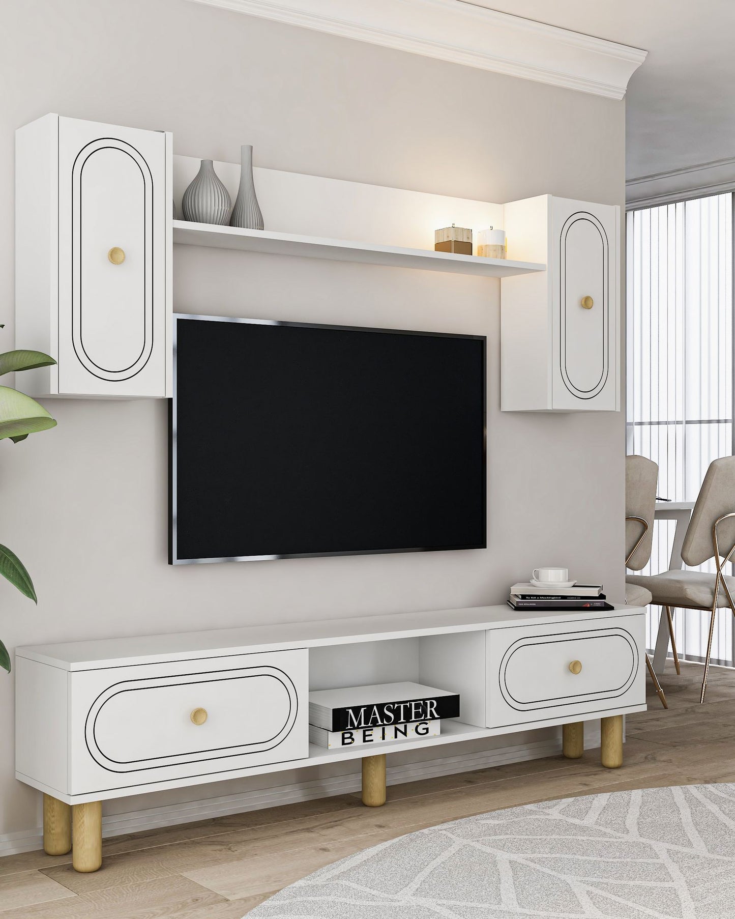 Έπιπλο Τηλεόρασης TV Βάση Σύνθεση Λευκό | 475OLV3366