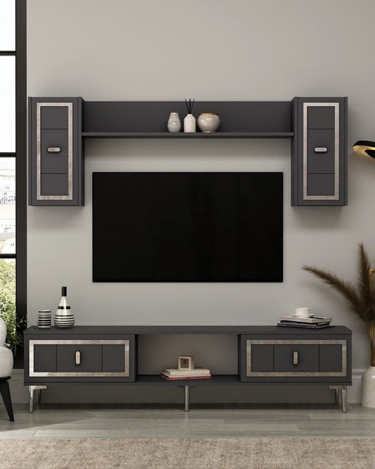 Έπιπλο Τηλεόρασης TV Βάση Σύνθεση Ανθρακί Silver | 475OLV3370