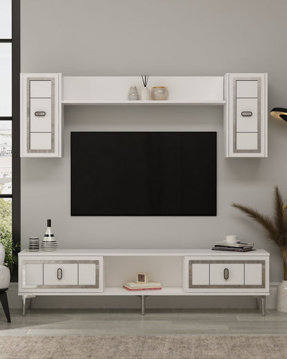 Έπιπλο Τηλεόρασης TV Βάση Σύνθεση Λευκό Silver | 475OLV3372