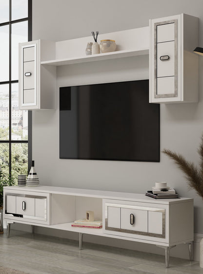 Έπιπλο Τηλεόρασης TV Βάση Σύνθεση Λευκό Silver | 475OLV3372