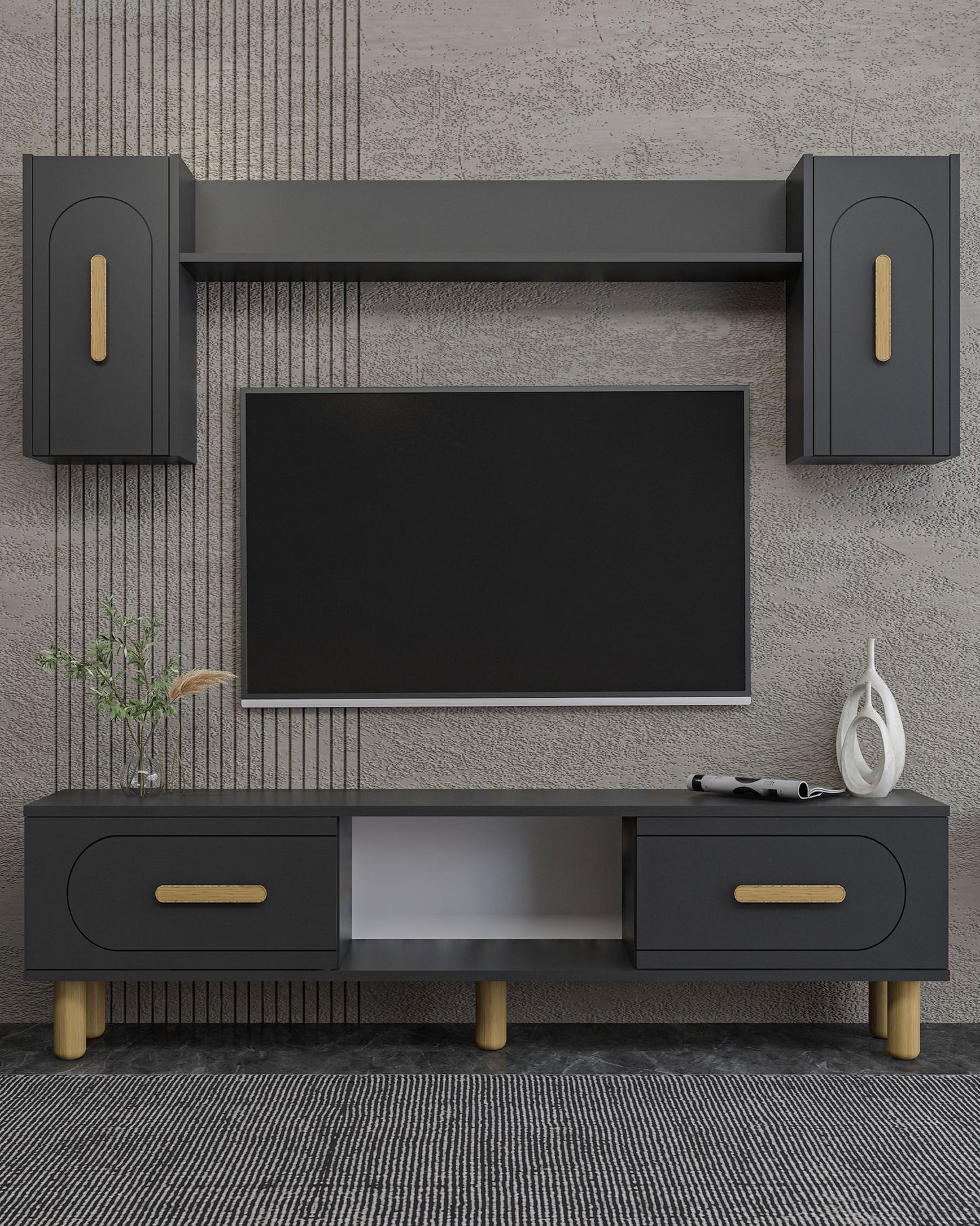 Έπιπλο Τηλεόρασης TV Βάση Σύνθεση Ανθρακί Sapphire Δρυς | 475OLV3373