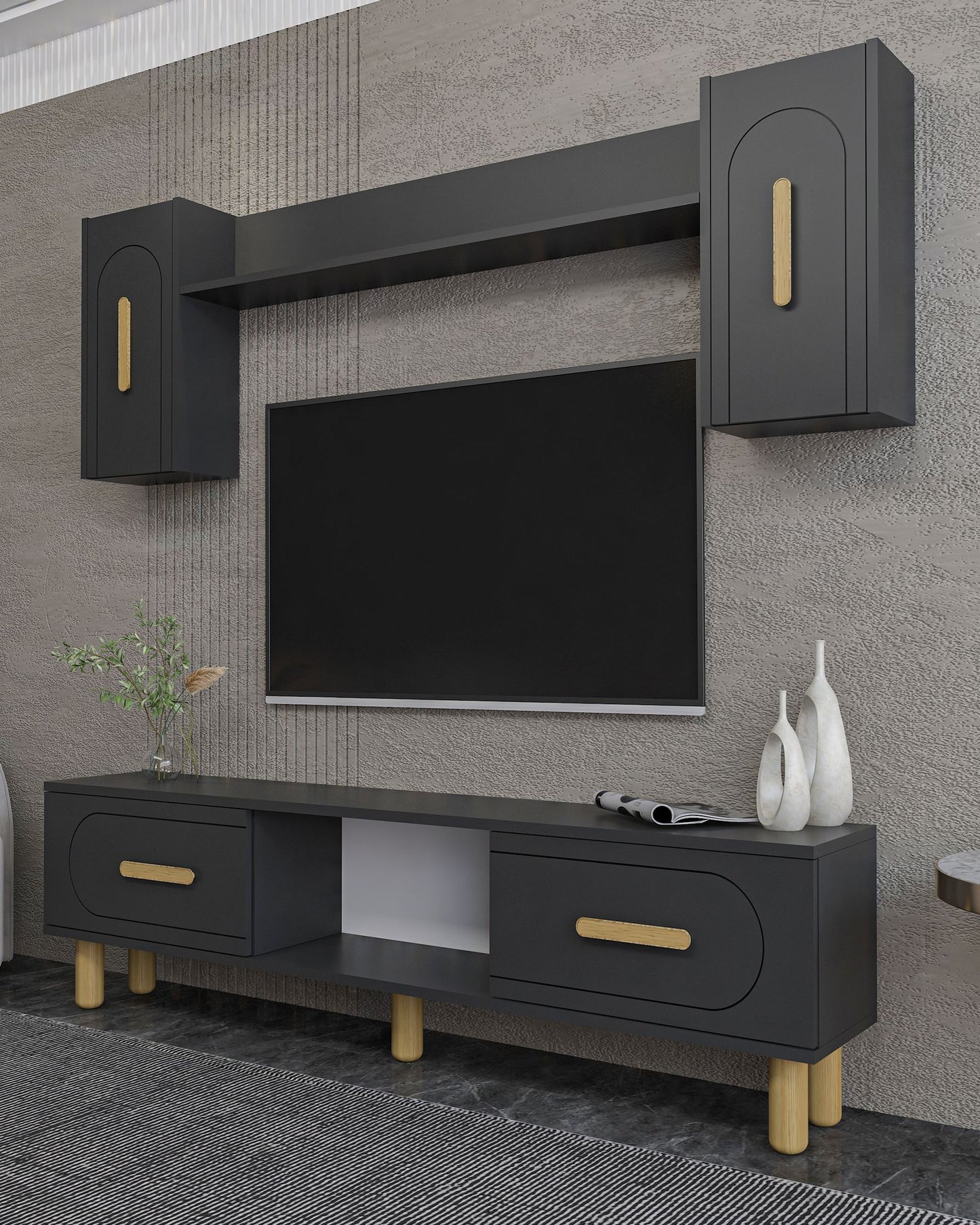 Έπιπλο Τηλεόρασης TV Βάση Σύνθεση Ανθρακί Sapphire Δρυς | 475OLV3373
