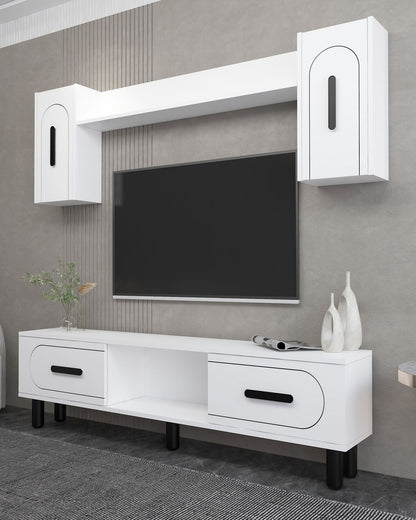 Έπιπλο Τηλεόρασης TV Βάση Σύνθεση Λευκό Μαύρο | 475OLV3375