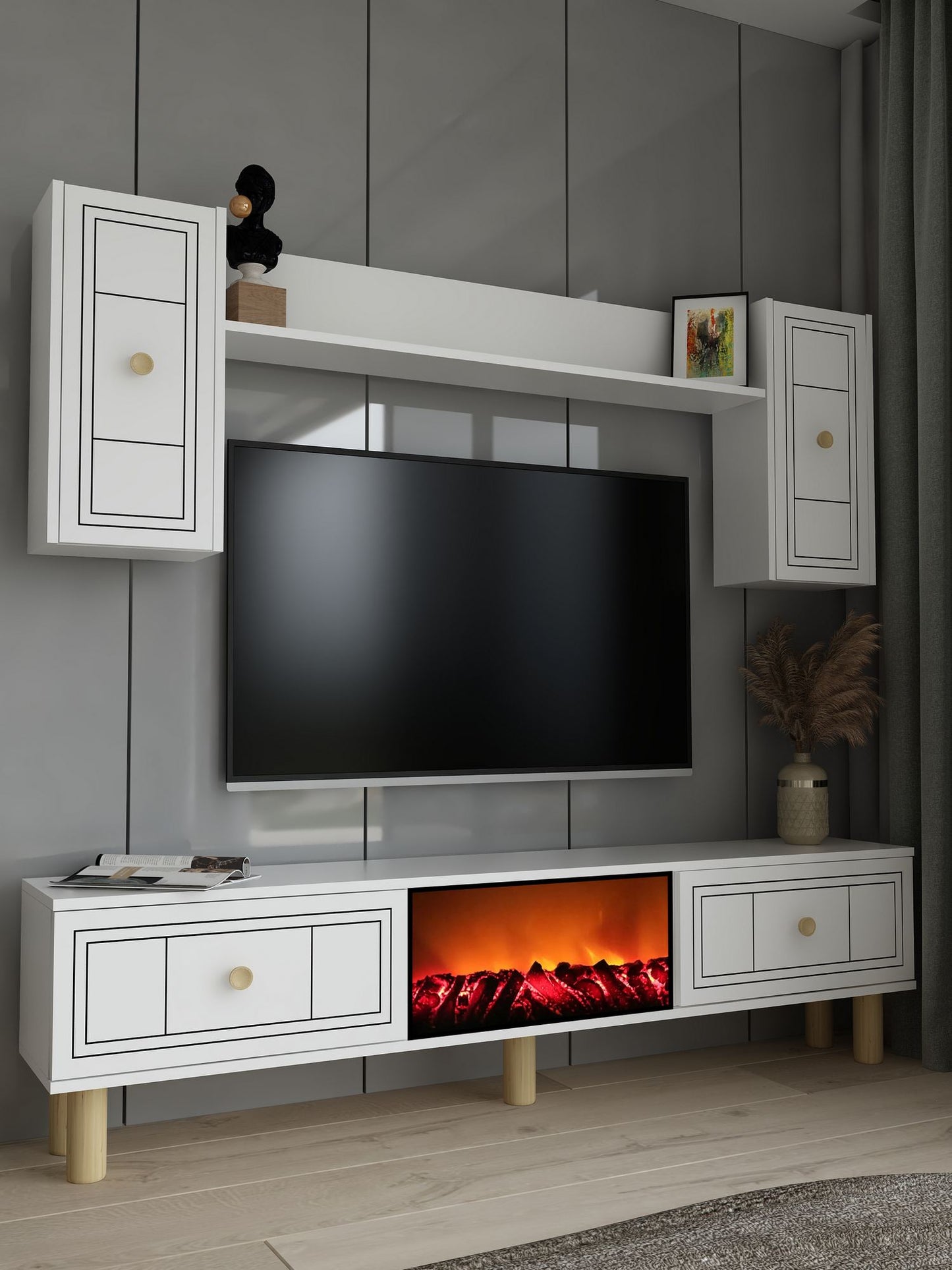 Έπιπλο Τηλεόρασης TV Βάση Σύνθεση Λευκό | 475OLV3377