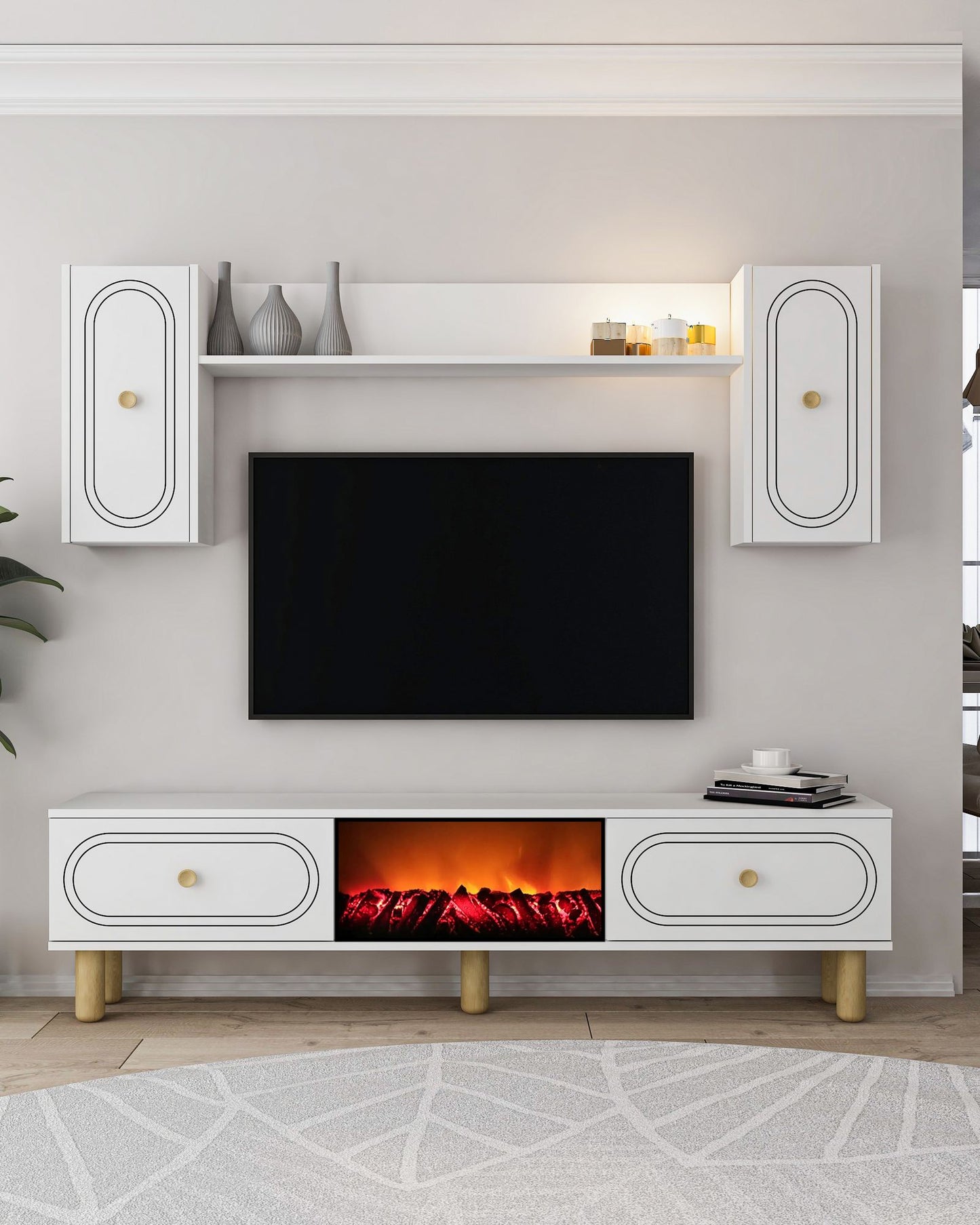 Έπιπλο Τηλεόρασης TV Βάση Σύνθεση Λευκό | 475OLV3379