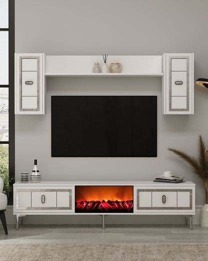 Έπιπλο Τηλεόρασης TV Βάση Σύνθεση Λευκό Silver | 475OLV3385