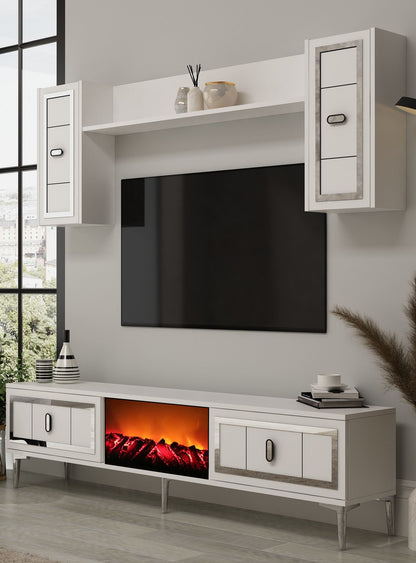 Έπιπλο Τηλεόρασης TV Βάση Σύνθεση Λευκό Silver | 475OLV3385