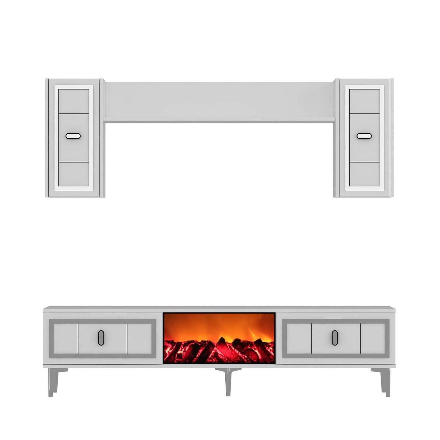 Έπιπλο Τηλεόρασης TV Βάση Σύνθεση Λευκό Silver | 475OLV3385