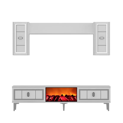 Έπιπλο Τηλεόρασης TV Βάση Σύνθεση Λευκό Silver | 475OLV3385