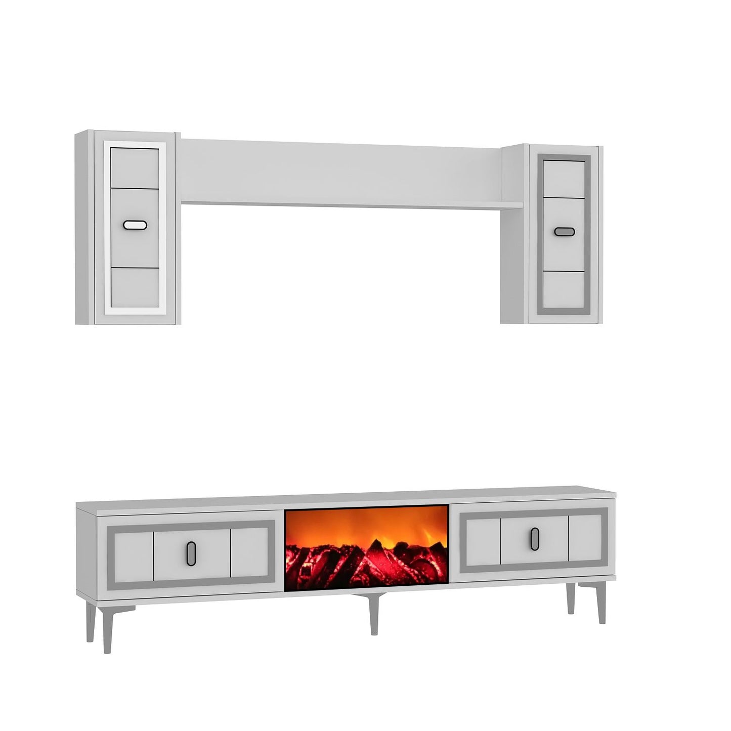 Έπιπλο Τηλεόρασης TV Βάση Σύνθεση Λευκό Silver | 475OLV3385