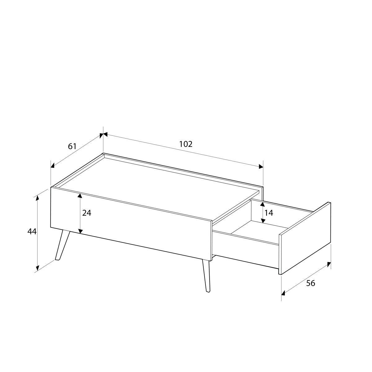 Τραπεζάκι Σαλονιού Δρυς 102 x 61 x 44 εκ GR479ADR1423