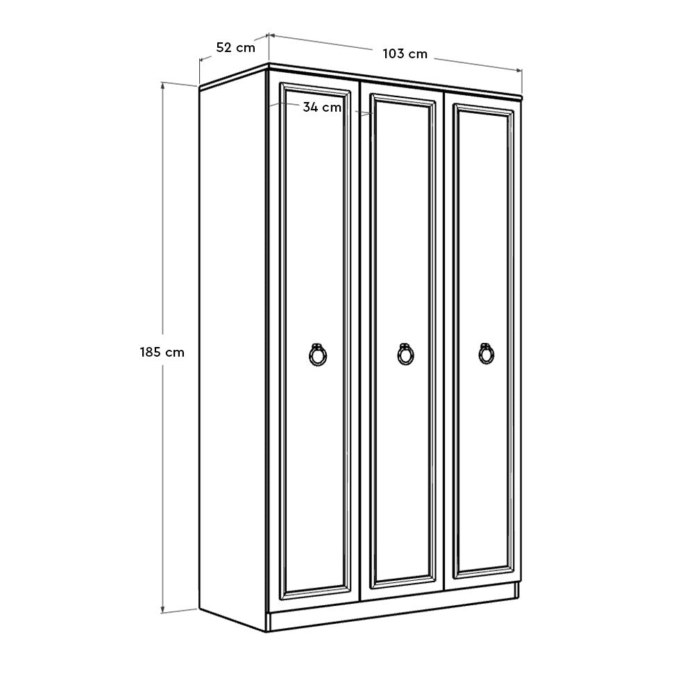 Ντουλάπα 103x185x52 εκ Λευκό 479ADR1701