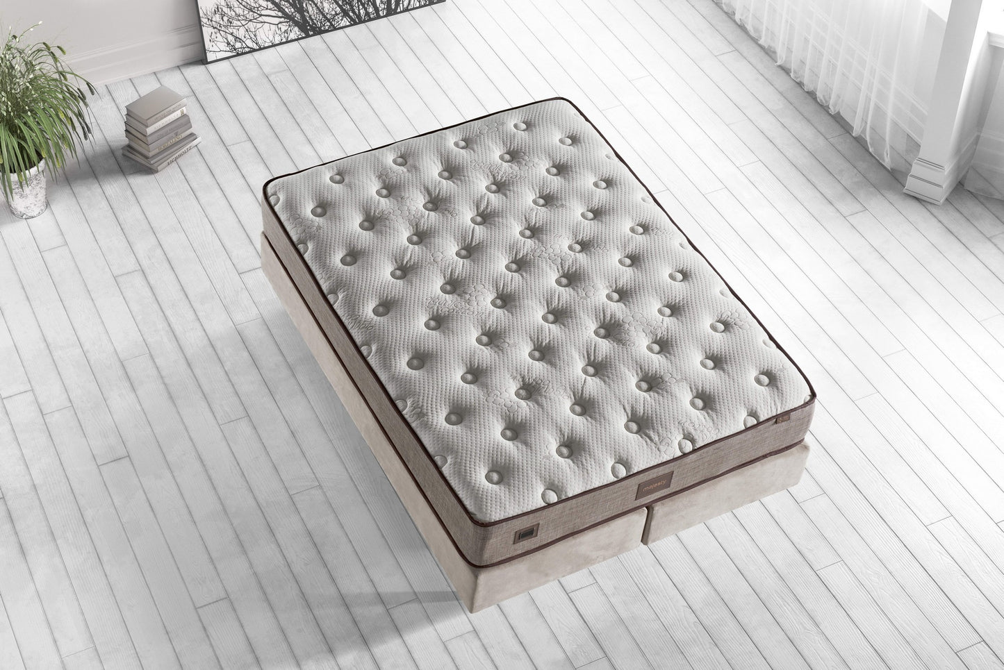 Βαμβακερό στρώμα διπλού μεγέθους 140x200 cm, πολυτελές, μαλακό Λευκό-Μπεζ-Καφέ 480NRN1136