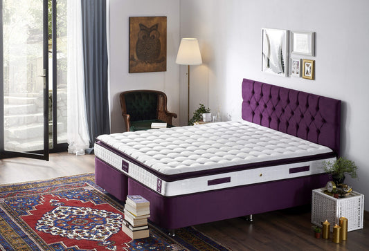 Στρώμα Μωβ 160x200 cm Διπλό με Πλεκτό Ύφασμα, Αφρό Μνήμης & Σύστημα Πολλαπλών Ελατηρίων – Επενδεδυμένο Μαλακό 25 cm 480NRN1259