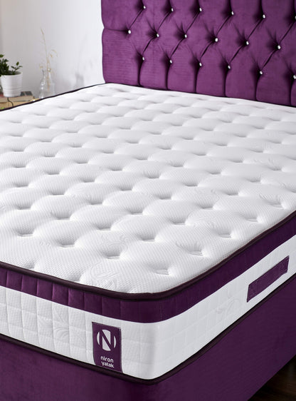 Στρώμα Μωβ 180x200 cm Διπλό με Πλεκτό Ύφασμα, Αφρό Μνήμης & Σύστημα Πολλαπλών Ελατηρίων – Επενδεδυμένο Μαλακό 25 cm 480NRN1260