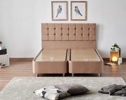 Διπλό Κρεβάτι με Στρώμα και Αποθηκευτικό Χώρο με Κλειδαριά Κεφαλάρι Βελούδινο 160x200 480NRN2840