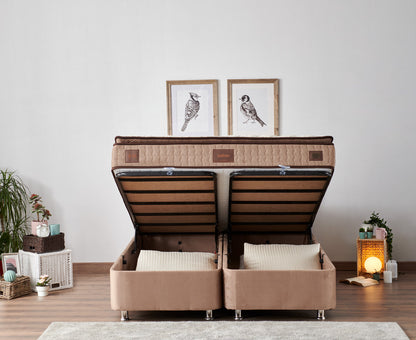 Διπλό Κρεβάτι με Στρώμα και Αποθηκευτικό Χώρο με Κλειδαριά Κεφαλάρι Βελούδινο 160x200 480NRN2840