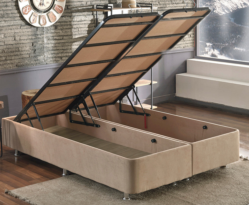 Διπλό Κρεβάτι με Στρώμα και Αποθηκευτικό Χώρο με Κλειδαριά Κεφαλάρι Βελούδινο 160x200 480NRN2840