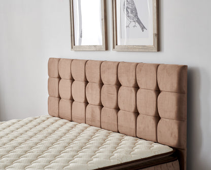 Διπλό Κρεβάτι με Στρώμα και Αποθηκευτικό Χώρο με Κλειδαριά Κεφαλάρι Βελούδινο 160x200 480NRN2840