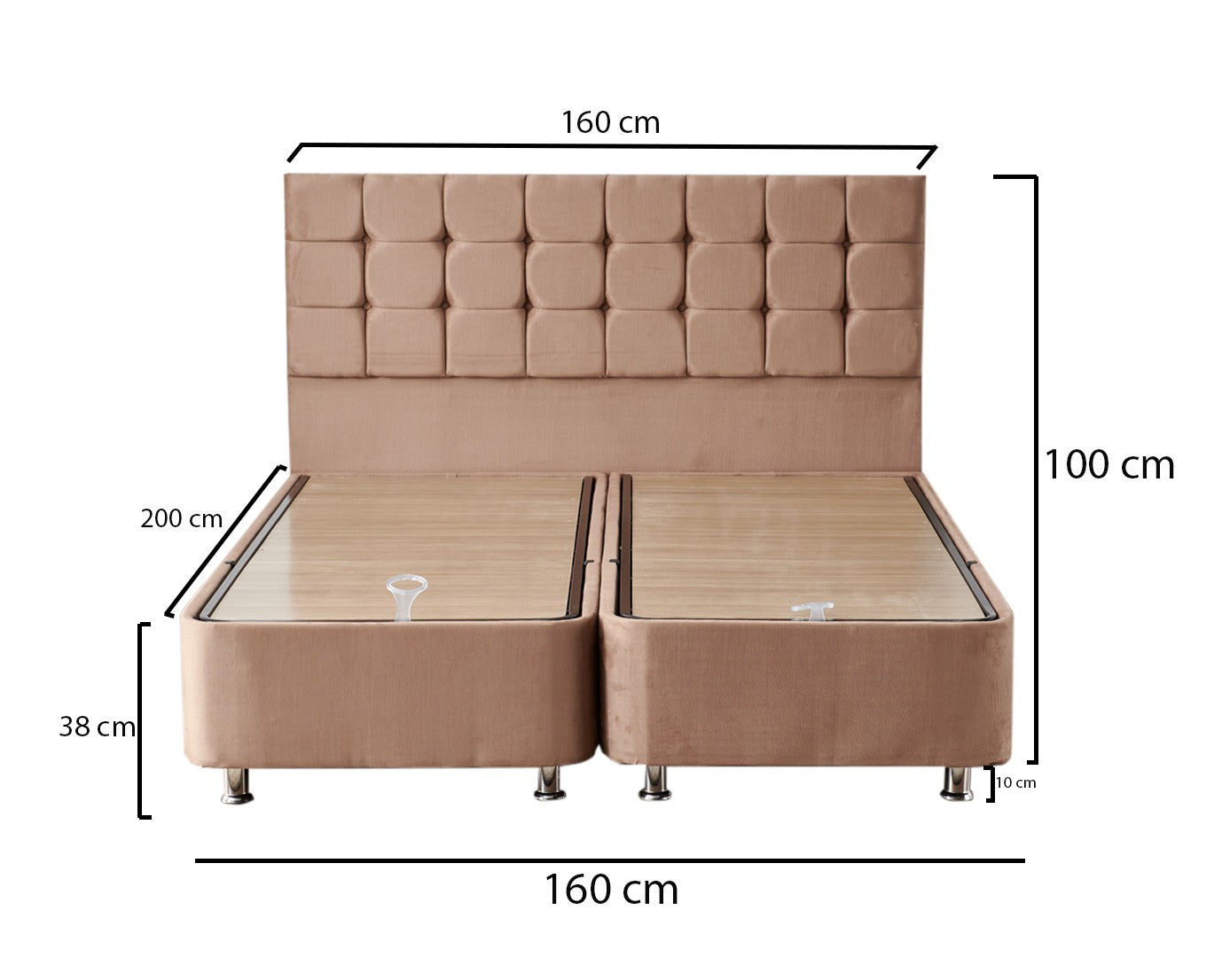 Διπλό Κρεβάτι με Στρώμα και Αποθηκευτικό Χώρο με Κλειδαριά Κεφαλάρι Βελούδινο 160x200 480NRN2840