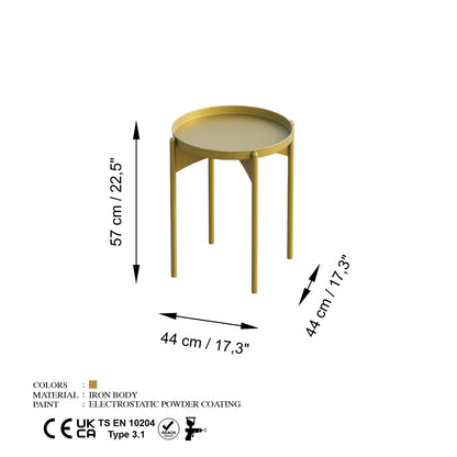 Τραπεζάκι Σαλονιού Χρυσό 44 x 44 x 57 εκ GR491CRT1136