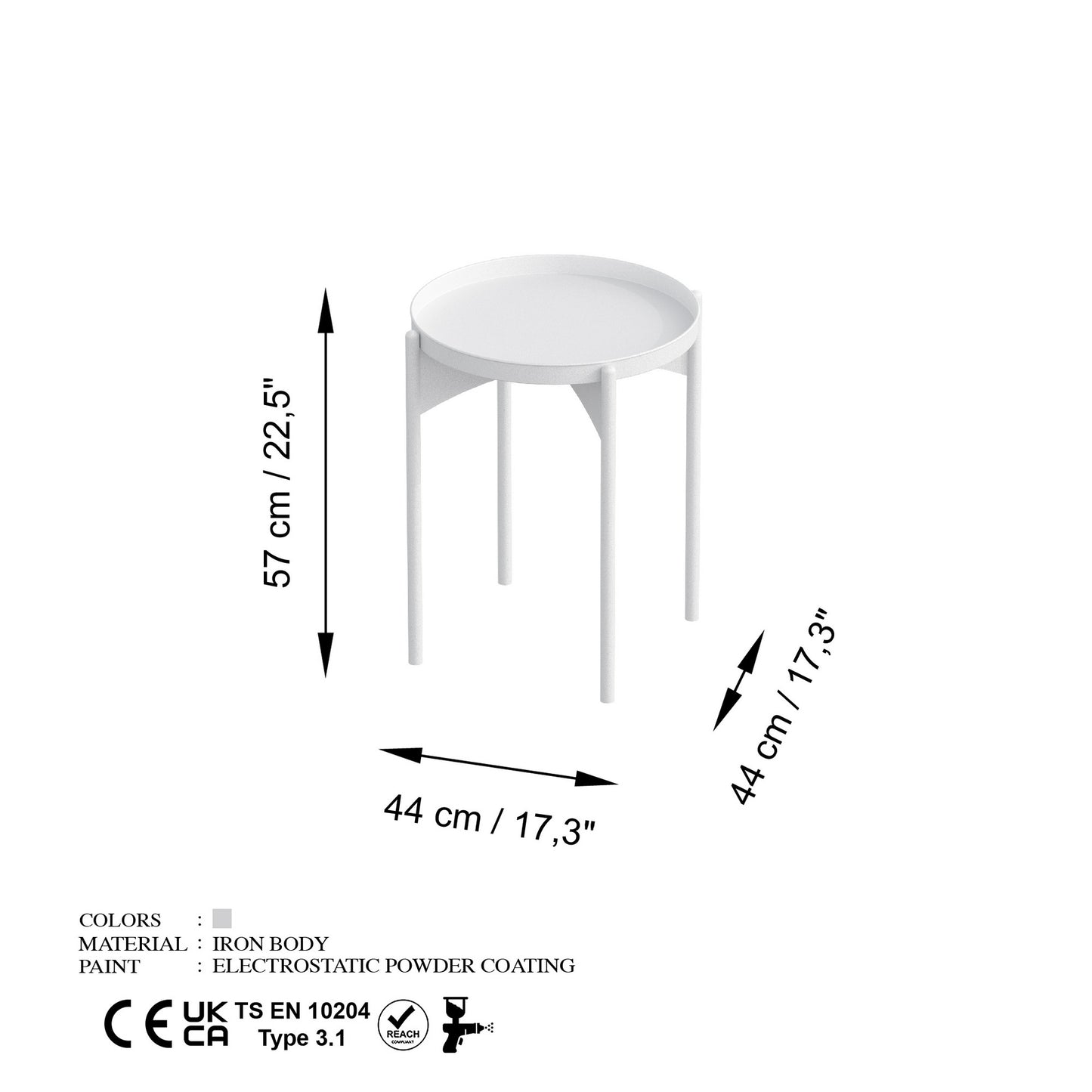 Τραπεζάκι Σαλονιού Λευκό 44 x 44 x 57 εκ GR491CRT1137