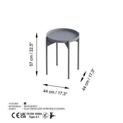 Τραπεζάκι Σαλονιού Γκρι 44 x 44 x 57 εκ GR491CRT1138