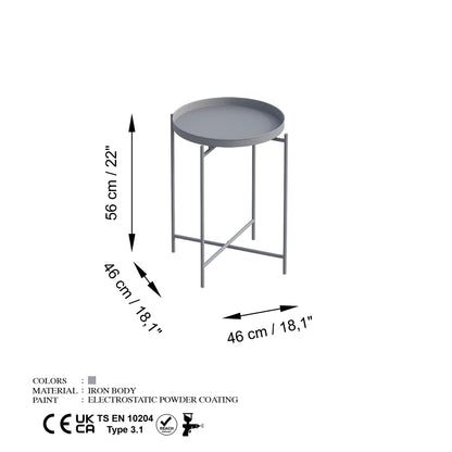 Τραπεζάκι Σαλονιού Γκρι 46 x 46 x 56 εκ GR491CRT1142