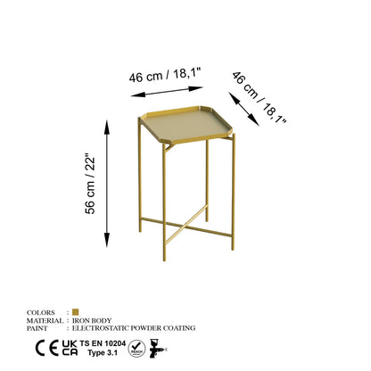Τραπεζάκι Σαλονιού Χρυσό 46 x 46 x 56 εκ GR491CRT1145