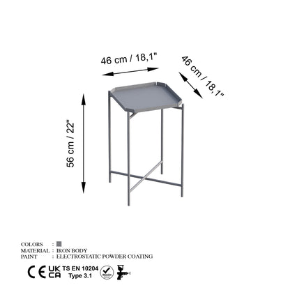 Τραπεζάκι Σαλονιού Γκρι 46 x 46 x 56 εκ GR491CRT1147