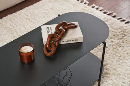 Τραπεζάκι Σαλονιού Καθιστικού Μεταλλικό Μαύρο και Μπεζ 100x45 εκ 491CRT1166